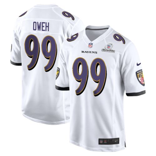 Odafe Oweh 99 Baltimore Ravens 2024 Divisional Patch Game Men Jersey - White