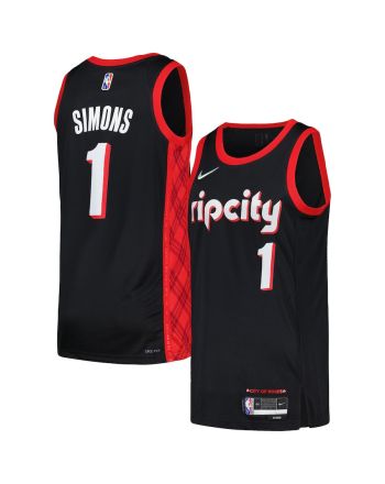 Anfernee Simons 1 Portland Trail Blazers Swingman Men Jersey - City Edition - Black