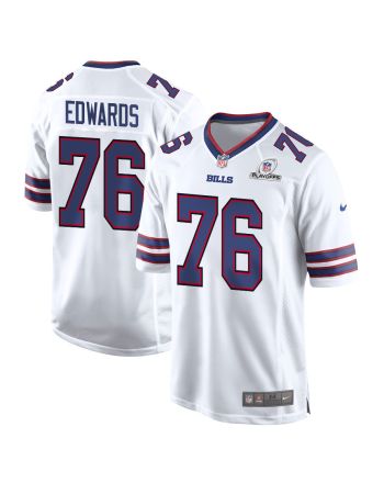 David Edwards 76 Buffalo Bills 2023 Playoffs Patch Game Men Jersey - White